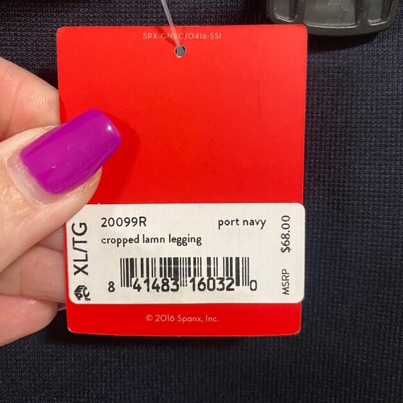 SPANX Cropped Lamn Seamless Leggings Port Navy Blue Size XL NWT - Picture 2 of 7